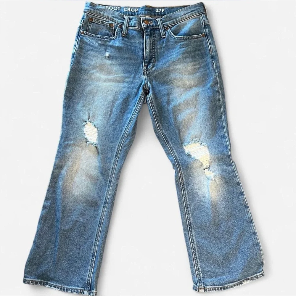 J. Crew‎ Distressed Light Blue Bootcut Jeans Size 27P